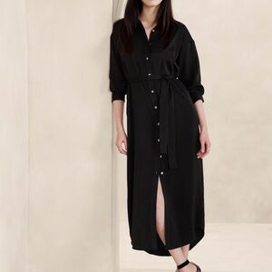 Banana Republic Factory Tie-Waist Maxi Shirt Dress Size Small